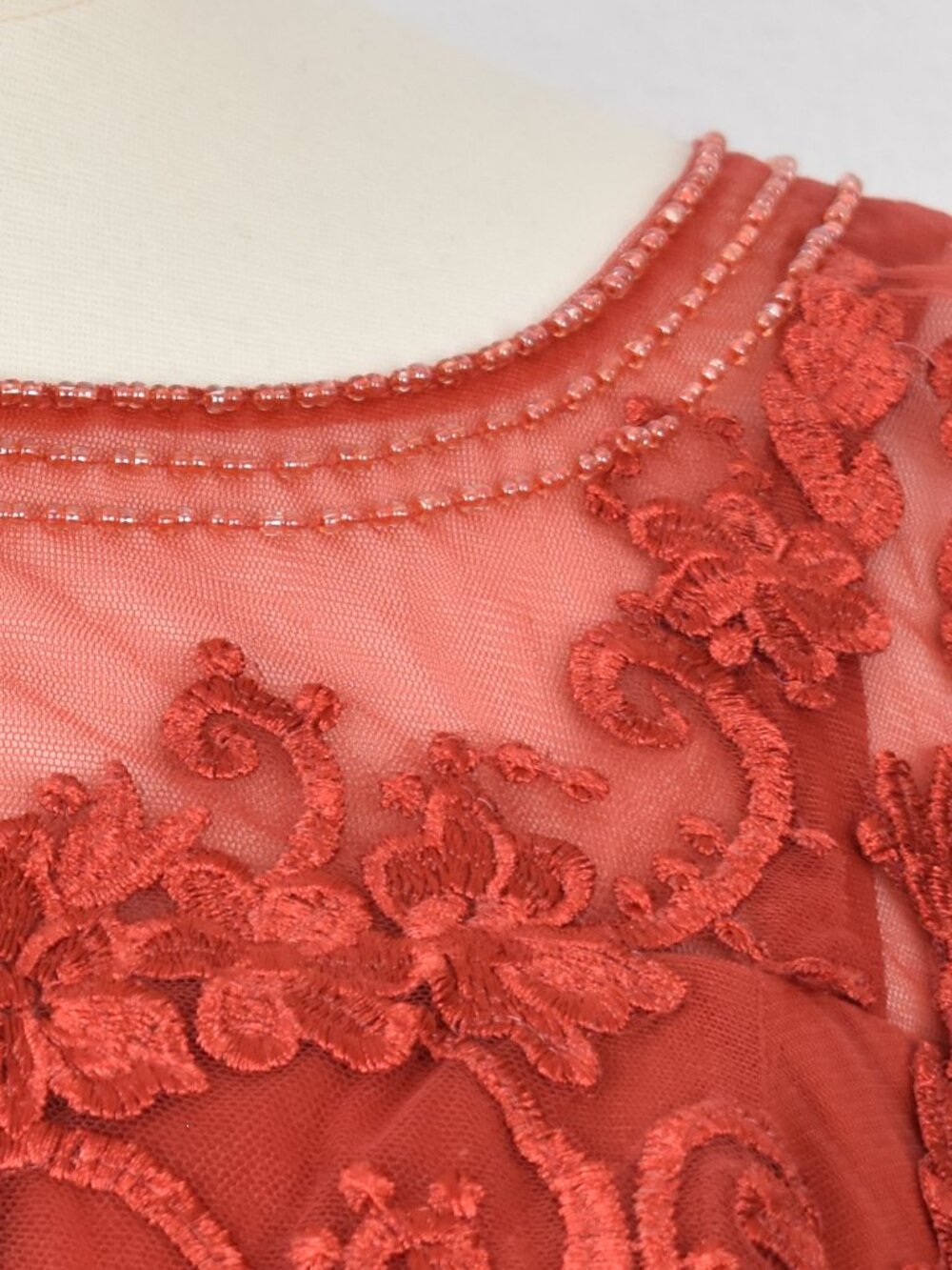 Azazie RUST Short Sleeve Lace Chiffon Dress - 22 - Picture 10 of 12
